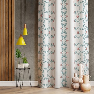 Curtains For Vintage Home Decor, Vintage Style Minimalist Elegant Living Room Curtains, Floral Living Room Drape, Flower Patterned Drapes