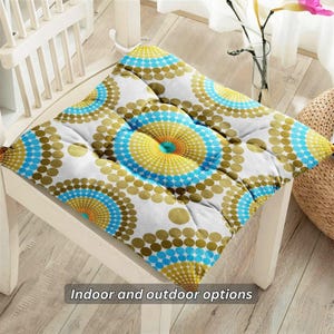 Ethnic Style Outdoor Chair Cushions, Ethnic Seat Pad, Indoor or Outdoor Stool Cushion, Fluffy Seat Cushion