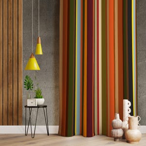 Modern Colorful Curtains, Colorful Stripes Abstract Home Curtains, Abstract Drapes, Vibrant Curtain Panels, Colorful Decor For Home Drapes