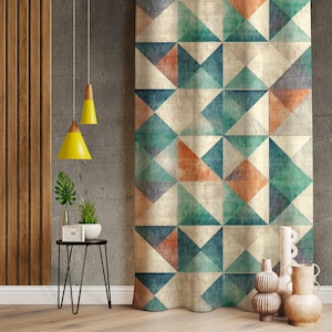 Cortinas decorativas: Tono verde de mediados de siglo - Cortinas de estilo rústico nórdico