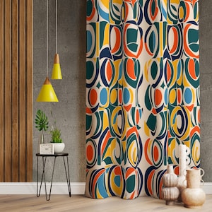 Abstract Shapes Patterned Modern Art Colorful Curtains, Abstract Curtains, Vibrant Drape Panels, Colorful Decor Home Drapes, Custom Curtain