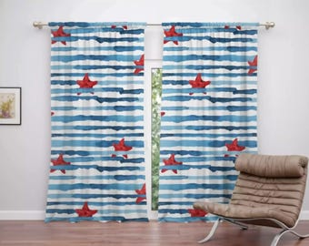 Starfish Window Curtain: Coastal Nautical Theme (Multiple Sizes Available)