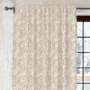 Cotton Drapes, Linen Window Curtain, Leaves Window Curtain, Farmhouse Living Room Curtains, Vintage Floral Cotton Panels