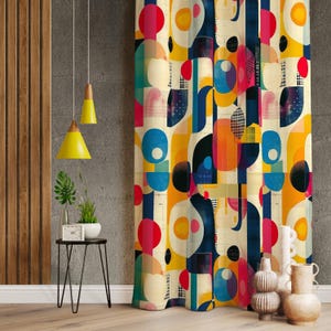Modern Art Style Vibrant Colorful Abstract Living Room Curtains, Abstract Decor Curtains, Modern Decor Colorful Curtain With Eyelets Option