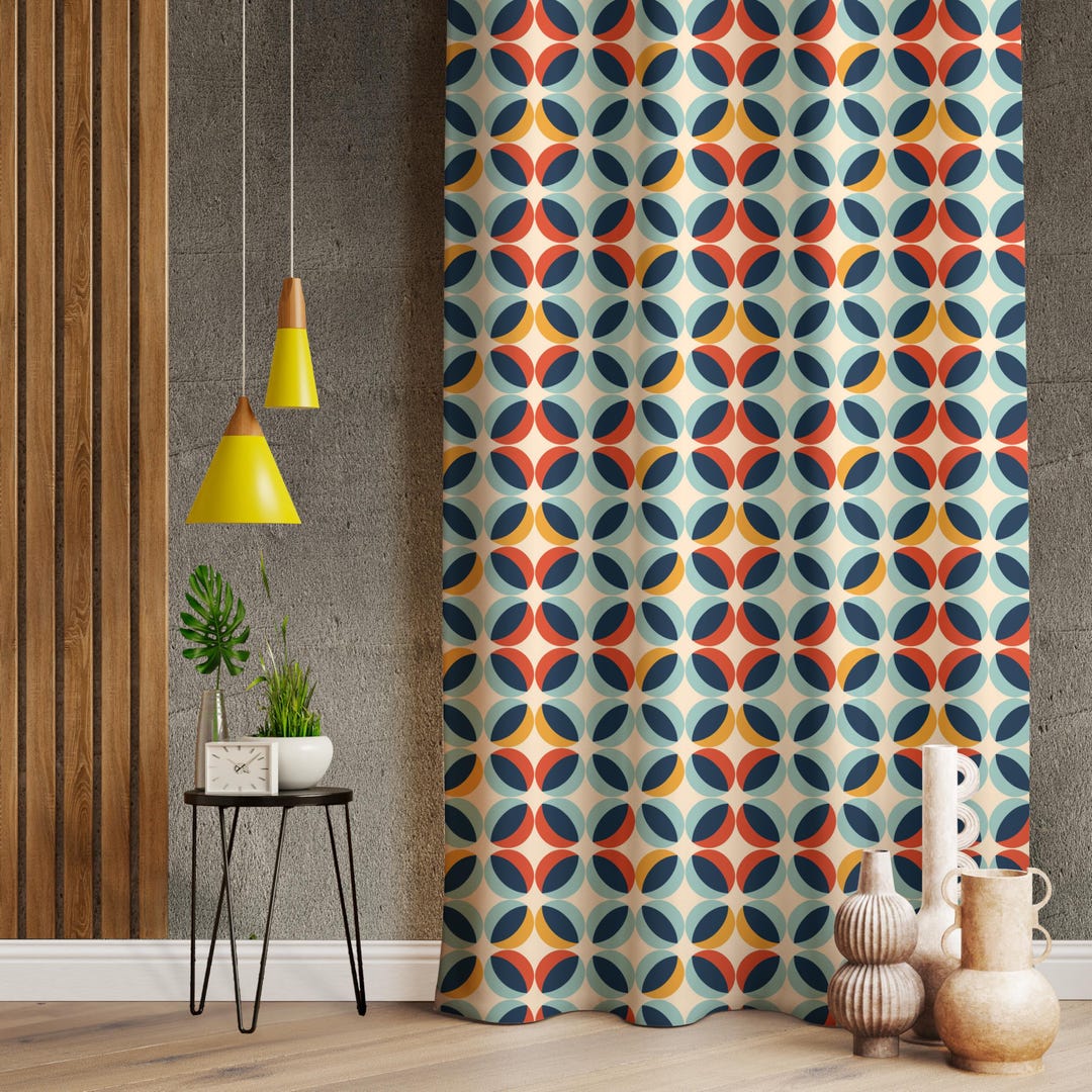 60s Style Mid Century Designed Living Room Curtains, Mid Century ...