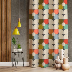 Butterfly Mid Century Style Living Room Curtains, Colorful Curtains Scandi Decor Home, Minimalist Drapes, Nordic Home Decor