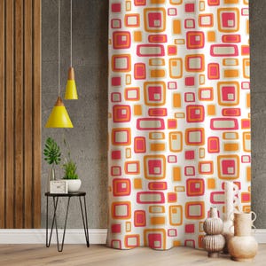 Mid Century Modern Window Curtains, Modern Decor Home, Abstract Retro Curtains For Dining Room, Nordic Print Drapes, Decorative Drapes