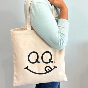 QQ canvas tote shopper school bag book bag glasses bag overnighter qq noodles carrier Reusable tote yummy bag foodie asian themed