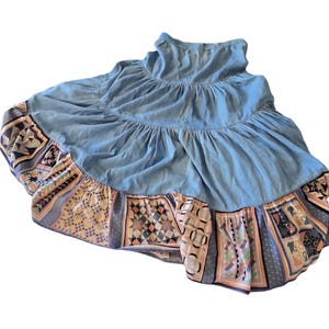 BIS Paris VINTAGE Prairie Skirt Tiered Embroidered Ruffle Patchwork Size M/L