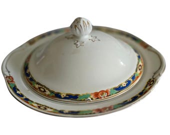 Vintage Johnson Bros England Ceramic Covered Dish Floral Pattern Collectible