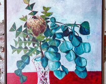 BANKSIA IN CRYSTAL framed original oil painting on canvas