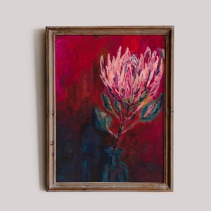 King Protea Painting Archival Limited Edition Wall Art Print of Australian and South African Native Protea Plant Floral Art image 1