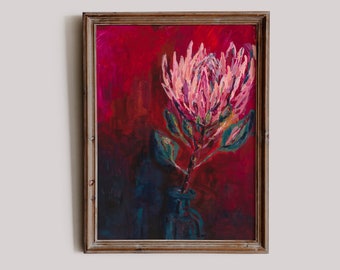 King Protea Painting Archival Limited Edition Wall Art Print of Australian and South African Native Protea Plant Floral Art