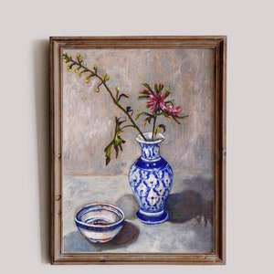 Being Still China Vase Wall Art Botanical Print Wall Art OIl Painting Print image 1