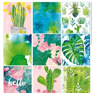 Grüne Pflanzen Tags, sofortiger digitaler Download, Set von 12 illustrativen Tags, Scrapbook, Junk Journal, digitale Collage