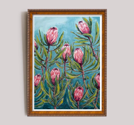 Pink Protea Painting – Printable Wall Art  – Digital Download