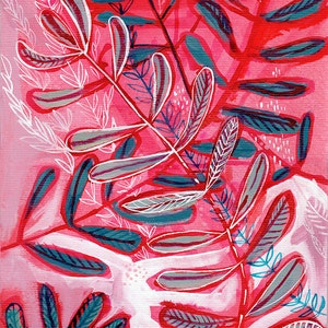 Pink and Red Botanical Study No.2 Archival Wall Art Print Botanical Art Print