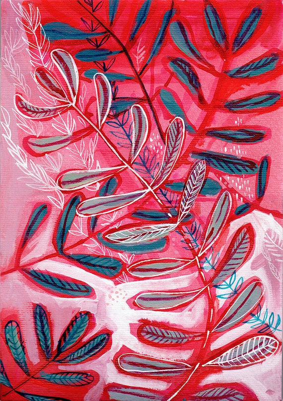 Pink and Red Botanical Study No.2 Archival Wall Art Print Botanical Art Print