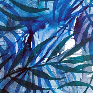 Original watercolor and ink painting on paper Nature In Blue No.3 artwork by Paula Mills botanical art decor image 2