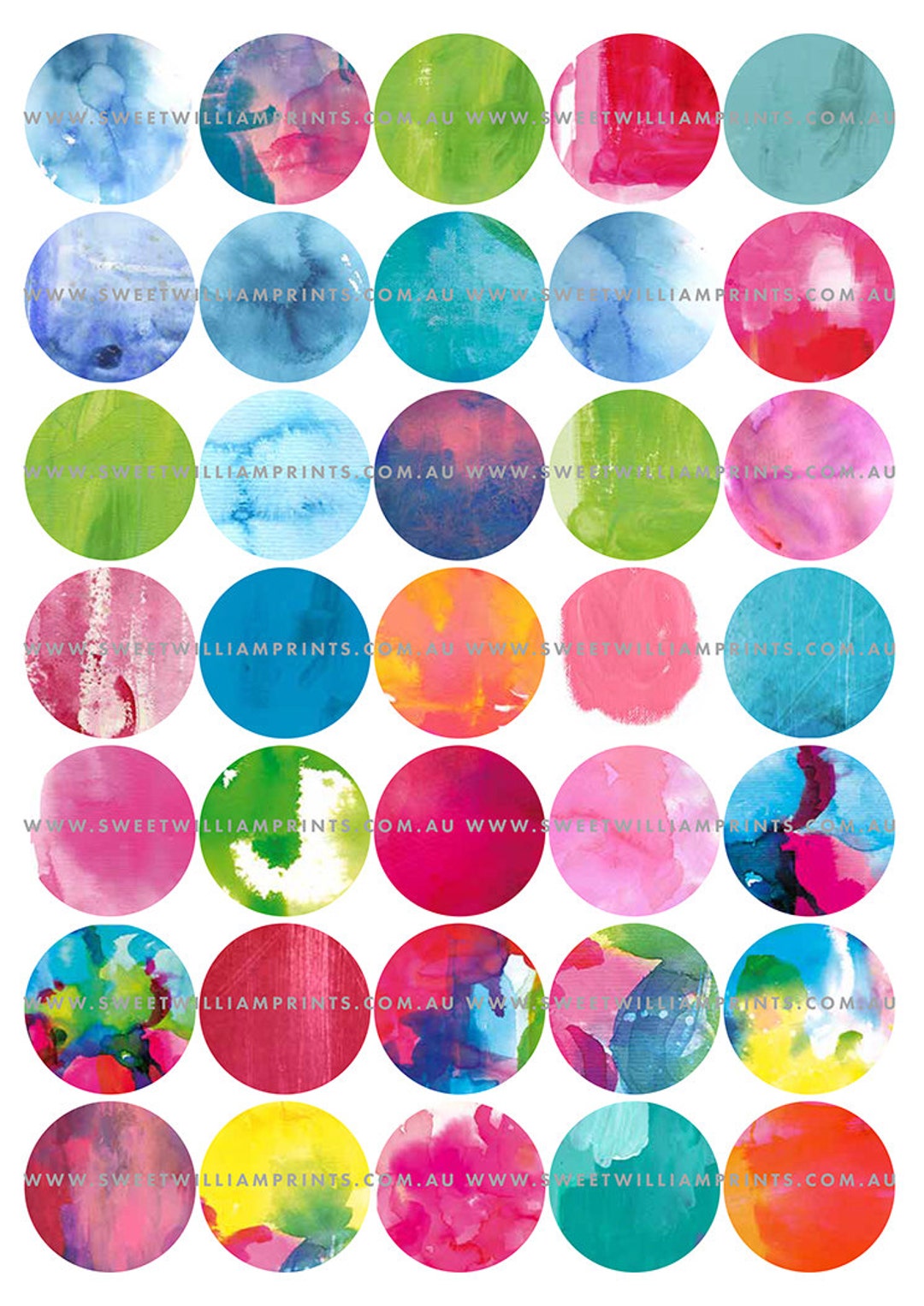 DIY PRINTABLE 1.5 Inch Painted Circles, Instant Digital Download, for ...