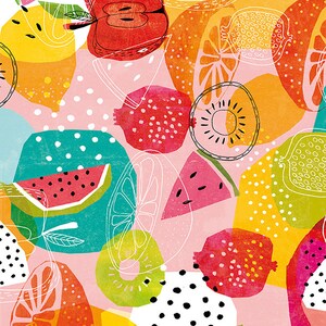 Instant Download zomer Art Print felgekleurde zomer fruit patroon