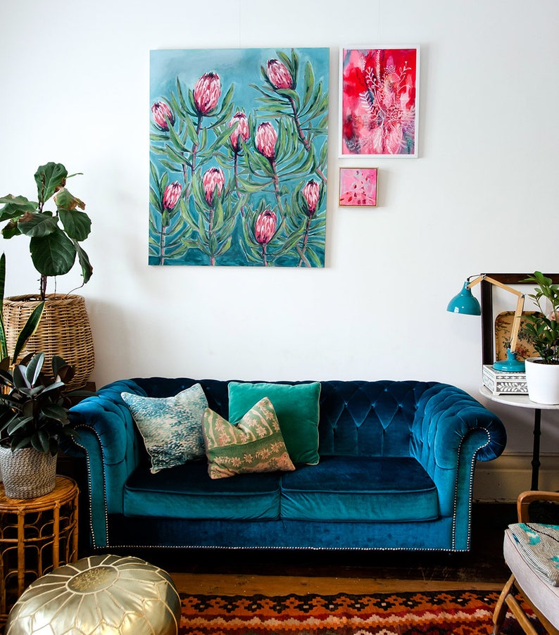 Pink and Red Botanical Patterns Archival Wall Art Print Decor Etsy