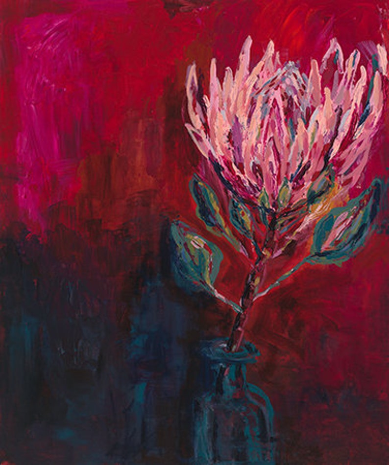 King Protea Painting Archival Limited Edition Wall Art Print of Australian and South African Native Protea Plant Floral Art image 2