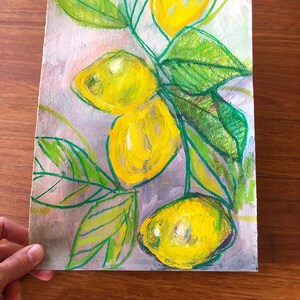 Lemons Original mixed media painting on paper by Paula Mills botanical art decor image 2