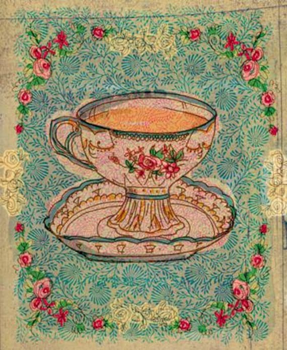 Turquoise China Tea Cup Wall Art Print