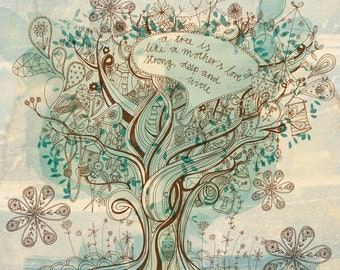 Mother's love - Digital Download Paula Mills Illustration Printable Wall Art decor
