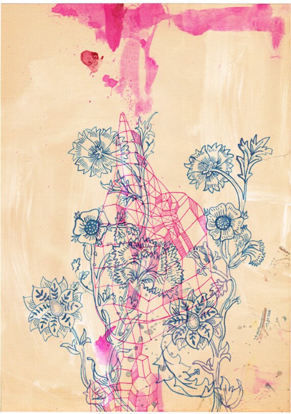 Pink Ink study - Wall Art archival print by Paula Mills