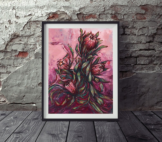 Gentle Strength Protea Painting Limited Edition Art Print Archival  Wall Art Print Australian Native Botanical Print