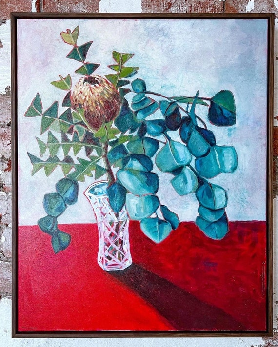 BANKSIA IN CRYSTAL framed original oil painting on canvas