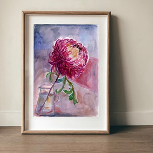 Jar of Purple Dahlia Wall Art Print botanical illustration decor image 2