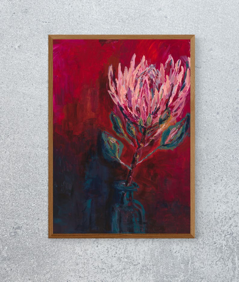 King Protea Painting Archival Edición limitada Wall Art Print of Australian and South African Native Protea Plant Floral Art imagen 3