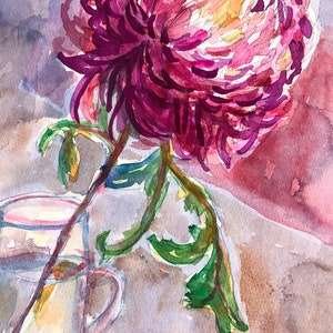 Jar of Purple Dahlia Wall Art Print botanical illustration decor image 4