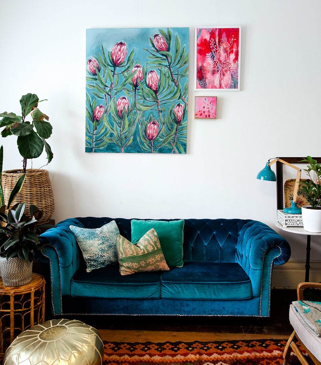 Pink Protea Print, Flower Wall Art, Australian Native, Pink Flower Decor, Botanical Native Print