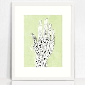 Floral Hand Archival Wall Art Print Flower Illustration Flower Decor, Botanical Print, Archival Wall Art Unframed Print image 2