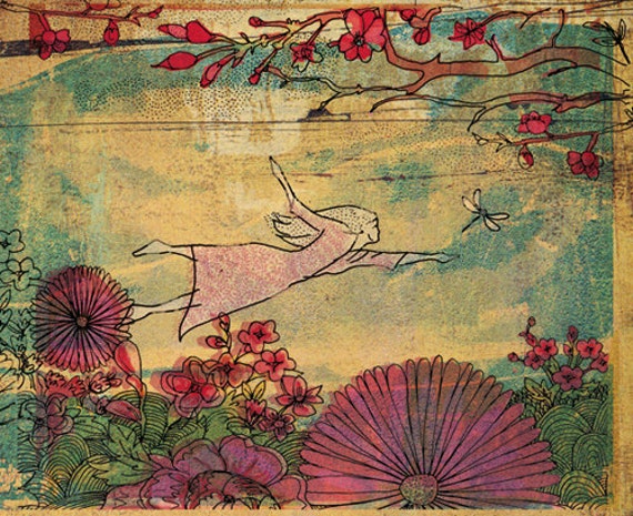 Meet Me In The Air - Wall Art Print floral illustration Flower Decor, Botanical Print, Archival Wall Art Unframed Print