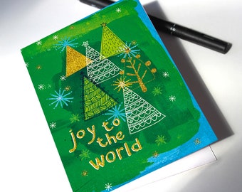 Instant Download Christmas Card Joy with Trees printable digital download