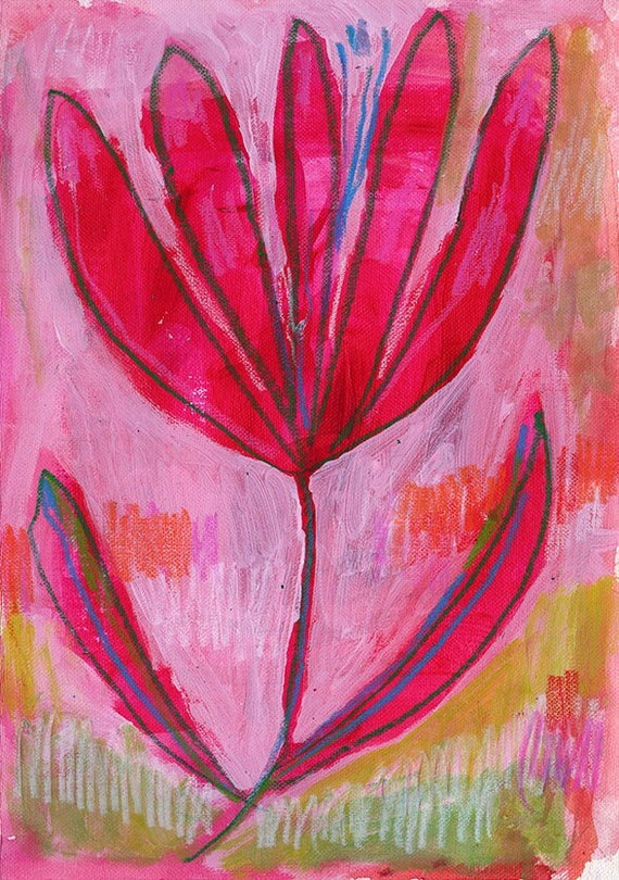 Flowers For Maeve No. 3 Original mixed media painting on paper by Paula Mills botanical art decor