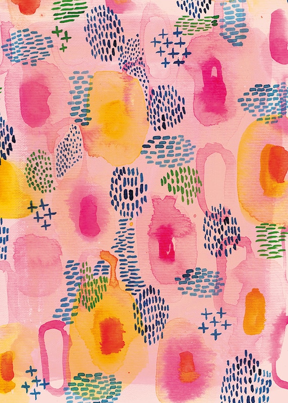 Watercolour Patterns in Pink - wall art print decor abstract art print