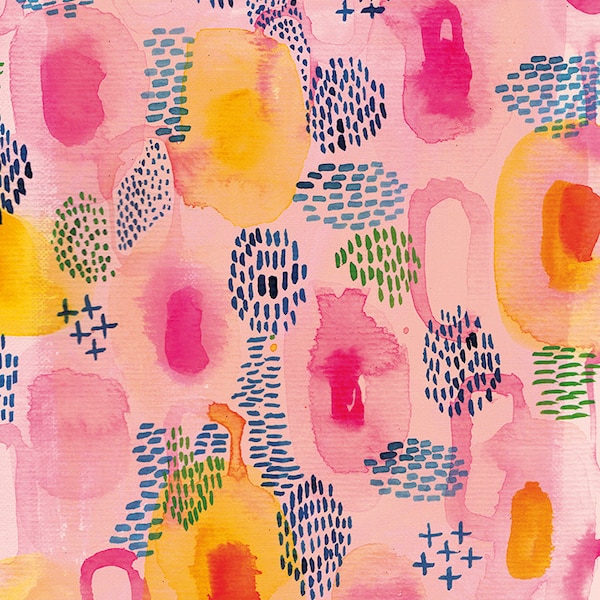 Watercolour Patterns in Pink - wall art print decor abstract art print