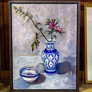 Being Still China Vase Wall Art Botanical Print Wall Art OIl Painting Print image 3