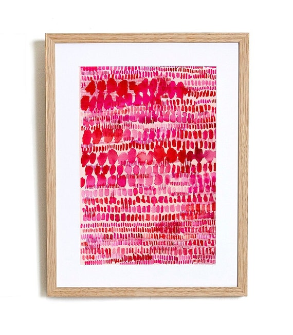 Instant Digital A3 Download Pink and Red Watercolour Patterns