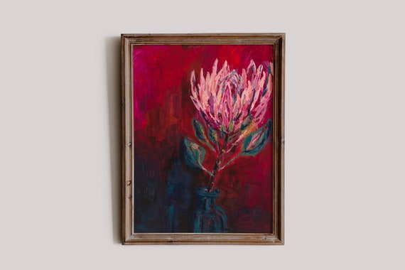 King Protea Painting Archival Limited Edition Wall Art Print of Australian and South African Native Protea Plant Floral Art