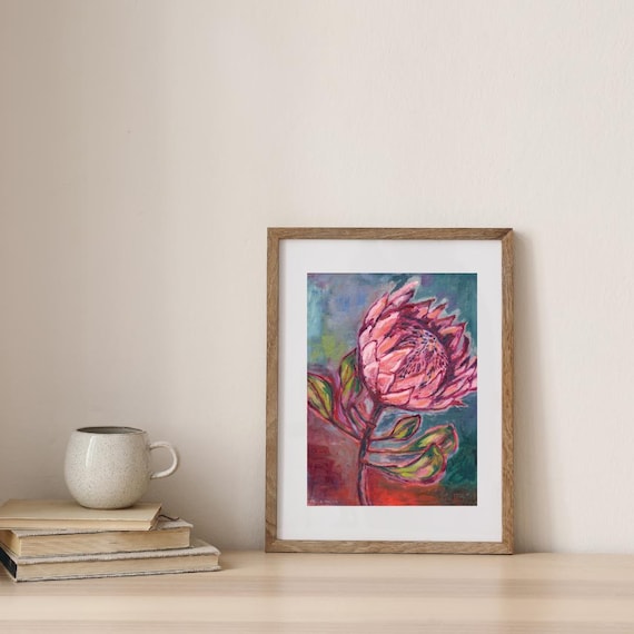 Pink Protea King Archival Wall Art Print,  botanical wall art prints, floral decor