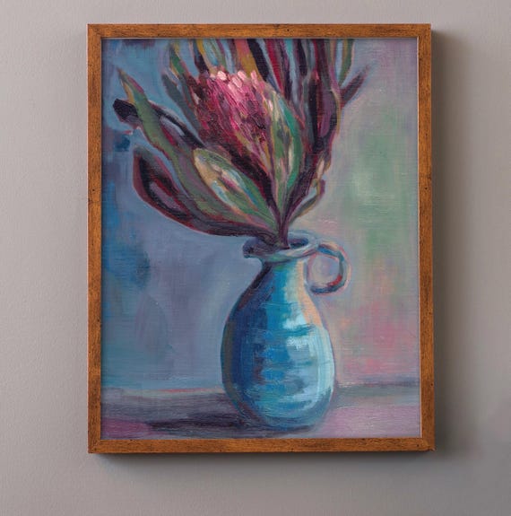 Be Still Protea Painting Archival Wall Art Print botanical Australian Native art prints