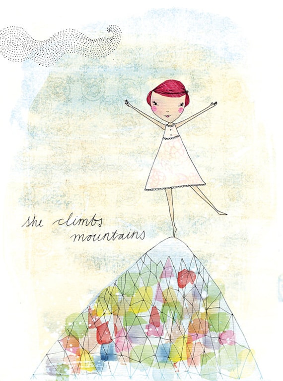 She Climbs Mountains Wall Art Printable DIY instant digital download Art Print kids decor nursery