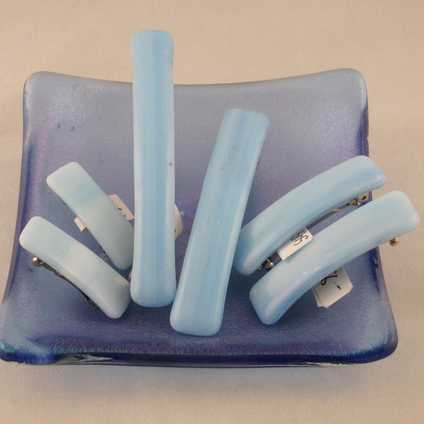 The Sky is Falling -  fused glass barrette - pale blue barrette - Mini french barrette  (5212-5213-5426-5482-5663)